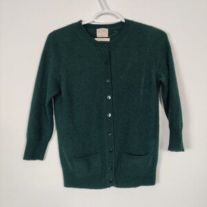 Zara Knit Women's Button Down 100% Cashmere Cardigan in Green Size Small